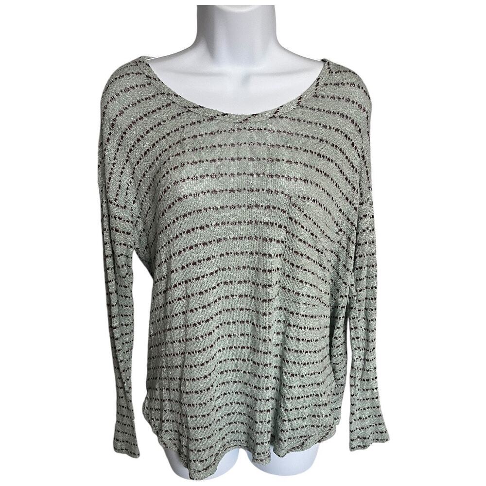 free people oversized open back long sleeve lagoon combo taupe brick small NWT